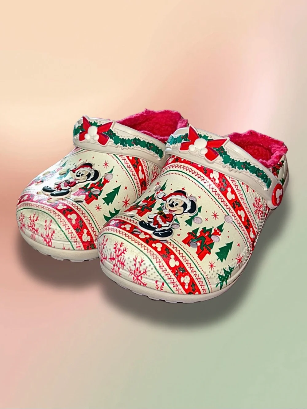 Crocs Disney Mickey Mouse Christmas Fleece Lined Clogs Kids C9